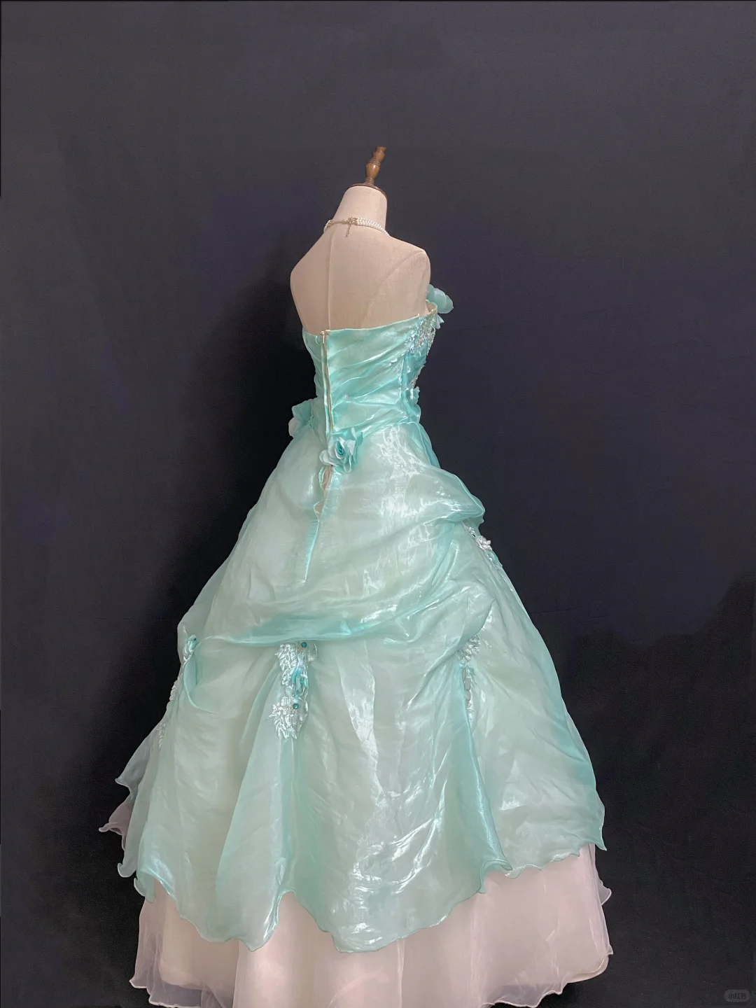 Lake Blue Strapless Long Romantic Gown with Fitted Waist and Fluffy Princess Skirt, Wedding Dress & Bridal Gown gh8328