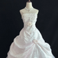 Blush Pink Strapless Romantic Gown, Fitted Waist, Lace Fabric, Fluffy Bud Skirt, Wedding Dress & Bridal Gown gh8187