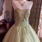 Light Green Strapless Sequin Waist-Cinched Voluminous Skirt Prom Gown, Evening Party Dress, Birthday Ball Gown gh7278