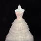 Blush Pink Strapless With Fresh Florals Cinched Waist Voluminous Tiered Skirt Romantic Dress, Wedding Gown gh8013