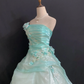 Lake Blue Strapless Long Romantic Gown with Fitted Waist and Fluffy Princess Skirt, Wedding Dress & Bridal Gown gh8328