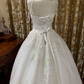 White Vintage Sleeveless Waist-Cinched Puffy Skirt Prom Dress, Graduation Gown, Wedding Dress gh7248