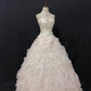 Blush pink strapless lovely long romantic gown with cinched waist and fluffy tiered cake skirt, wedding dress & bridal gown gh8232