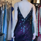 Spaghetti Straps V Neck Black Purple Ombre Evening Gown Hand Sequins Beaded Mermaid Long Prom Dress gh9694