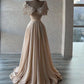 Robe de soirée élégante en tulle à perles brillantes de luxe Champagne gh3279
