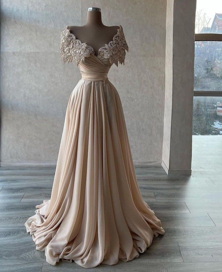 Robe de soirée élégante en tulle à perles brillantes de luxe Champagne gh3279