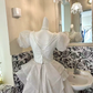 Ivory Puff Sleeve Waist-Cinched Voluminous Skirt Long Romantic Dress, Wedding Gown gh7698