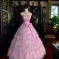 Girlhomeshops - Robe de bal longue princesse en tulle rose scintillant gh5358