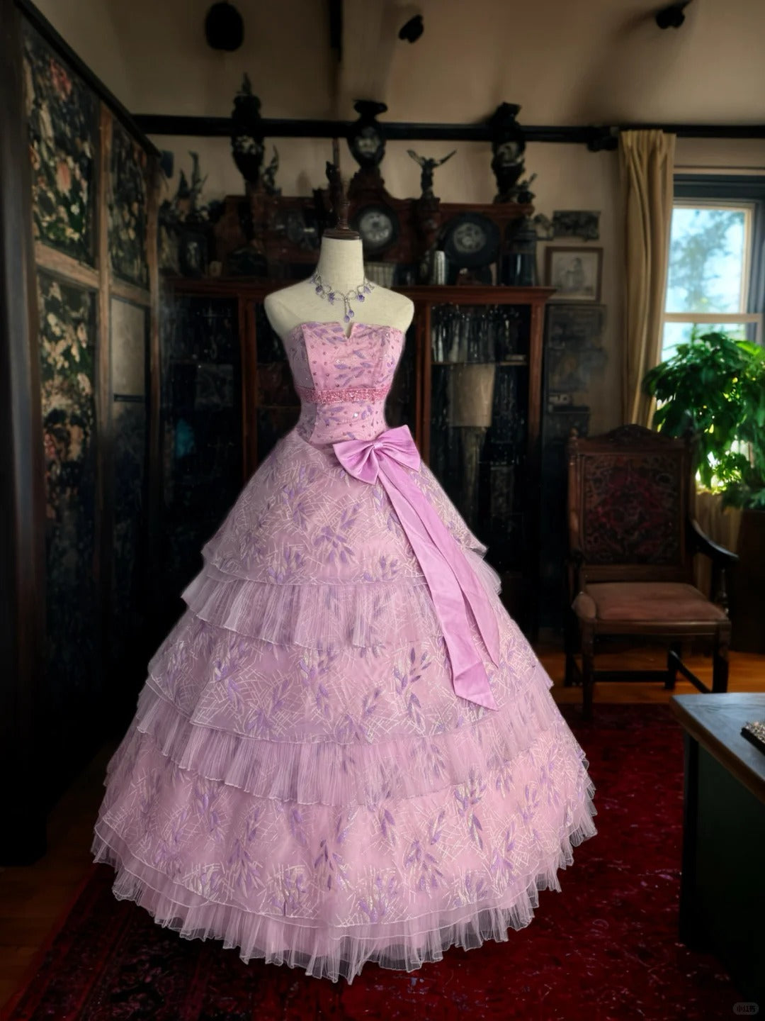 Girlhomeshops - Robe de bal longue princesse en tulle rose scintillant gh5358