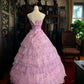Girlhomeshops - Robe de bal longue princesse en tulle rose scintillant gh5358