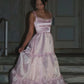 Rosa Mode Elegante Glänzende A-linie Spaghetti Strap Lange satin Spitze Ballkleid, Abendkleid, Party Kleid gh3517
