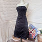 Black Strapless Waist-hugging Fitted A-Line Party & Evening Gown gh7144