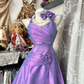 Lavender Halter Neck Fitted Waist Vintage A-Line Long Prom Dress, Evening Gown gh7205