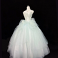 White Satin Strapless Cinched Waist Gradient Light Green Voluminous Skirt Romantic Dress, Wedding Gown gh7928