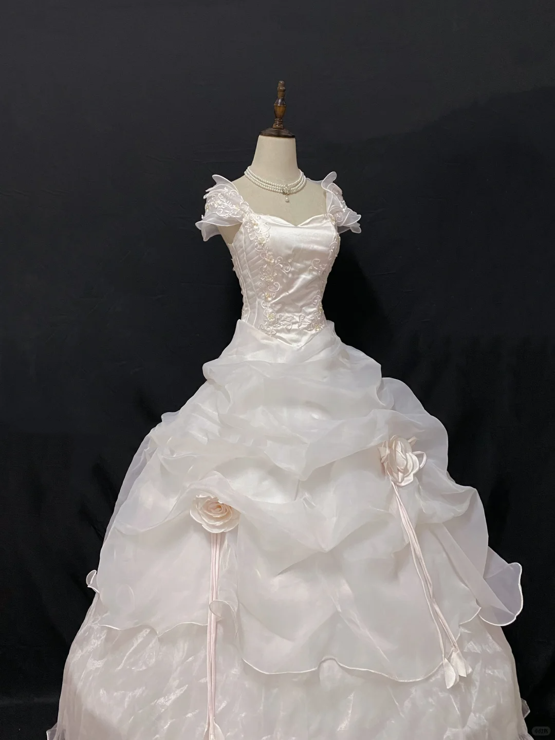 Blush Pink Vintage Long Romantic Gown, Cinched Waist, Voluminous Princess Skirt, Wedding Dress & Bridal Gown gh8233