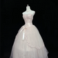 Blush Pink Strapless Cinched Waist Voluminous Princess Skirt Long Romantic Dress, Wedding Gown gh8064