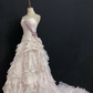 Blush Pink Strapless Sexy Long Romantic Wedding Dress, Fitted Waist & Bodycon Silhouette gh8329