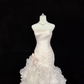 Blush Pink Strapless, Cinched Waist, Slim Fit Hip Hugging Sexy Tiered Skirt Romantic Dress, Wedding Gown gh8014