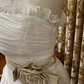 White Strapless Waist-Cinched Elegant Prom Dress, Graduation Prom Gown, Wedding Dress gh7249