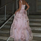 Rosa Mode Elegante Glänzende A-linie Spaghetti Strap Lange satin Spitze Ballkleid, Abendkleid, Party Kleid gh3517