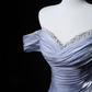 Lavender Purple Off-Shoulder Waist-Cinched Fitted Elegant Long Evening Dress, Fairy Gown, Romantic Gown gh7476