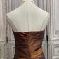 ✨Girlhomeshops-Brown rhinestone short satin homecoming dress prom party dress gh4985