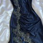 Blue gorgeous exquisite applique lace spaghetti straps long satin prom dress evening dress party dress gh3335