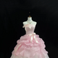 Blush Pink Bow Girly Strapless Cinched Waist Voluminous Skirt Romantic Dress, Wedding Gown gh7881