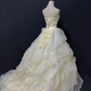 Pale Yellow Strapless Long Romantic Gown, Cinched Waist, Voluminous Princess Skirt, Wedding Dress & Bridal Gown gh8234