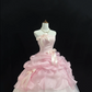 Blush Pink Bow Girly Strapless Cinched Waist Voluminous Skirt Romantic Dress, Wedding Gown gh7881