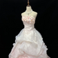 Blush Pink Strapless with Floral Details, Cinched Waist, Voluminous Tiered Princess Skirt Long Romantic Dress, Wedding Gown gh8065