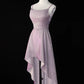 Robe de soirée rose brillante, courte devant et longue derrière, col pivotant en satin, robe de cérémonie élégante pour le passage à l'âge adulte, robe de bal quotidienne, robe de soirée, robe de soirée gh4538