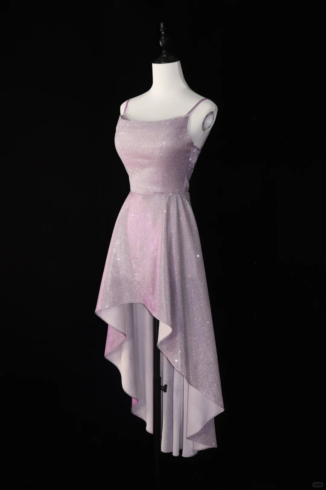 Robe de soirée rose brillante, courte devant et longue derrière, col pivotant en satin, robe de cérémonie élégante pour le passage à l'âge adulte, robe de bal quotidienne, robe de soirée, robe de soirée gh4538