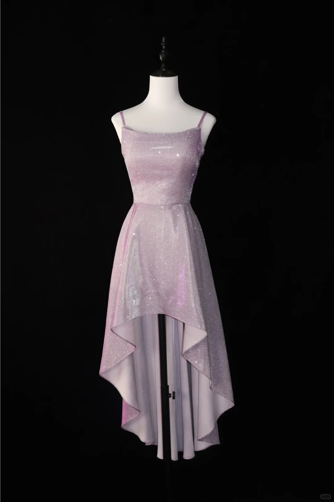 Robe de soirée rose brillante, courte devant et longue derrière, col pivotant en satin, robe de cérémonie élégante pour le passage à l'âge adulte, robe de bal quotidienne, robe de soirée, robe de soirée gh4538