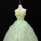 Light Green Off-the-Shoulder Romantic Gown, Cinched Waist, Voluminous Princess Skirt, Wedding Dress & Bridal Gown gh8189