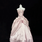 Blush Pink Satin Strapless Cinched Waist Voluminous Princess Skirt Minimalist Elegant Romantic Dress, Wedding Gown gh8015
