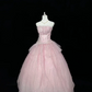 Blush Pink Strapless Rhinestone Cinched Waist Voluminous Princess Skirt Romantic Dress, Wedding Gown gh7969