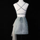 Robe de soirée courte et scintillante argentée, dos nu, robe de bal, robe de soirée, gh4541