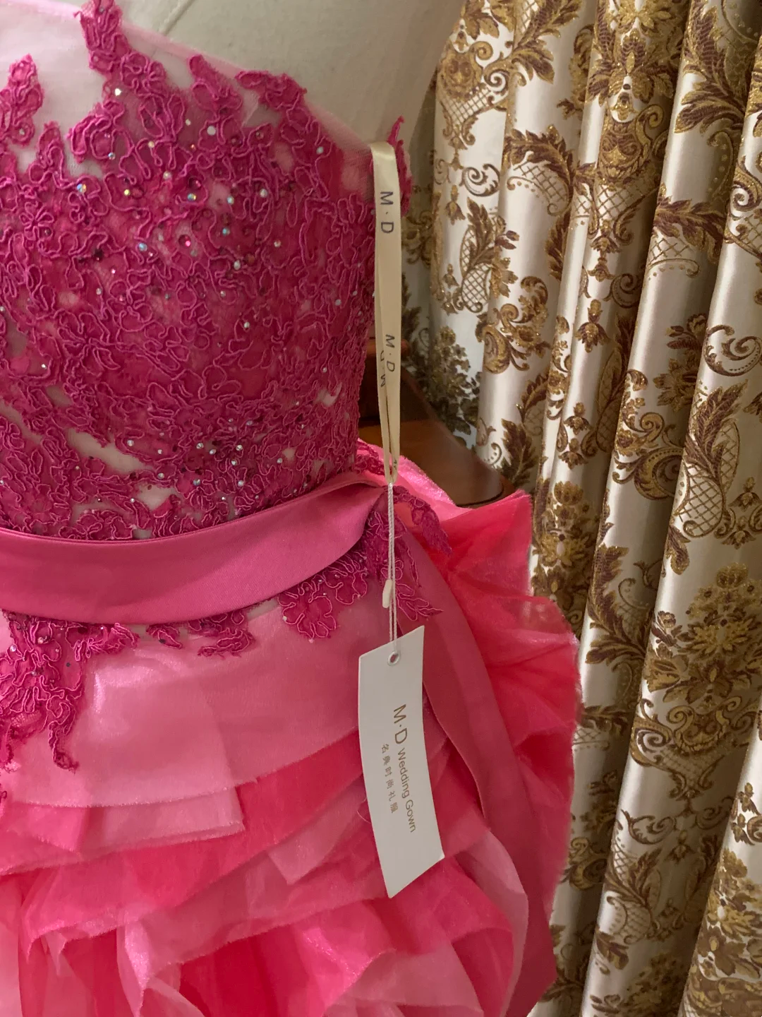 Rose Red One-Shoulder Waist-Cinched Bubble Mini Prom Dress, Evening Gown, Graduation Dress gh7250