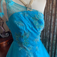 Blue One-Shoulder Waist-Cinched Vintage Voluminous Skirt Prom Dress, Princess Ball Gown gh7279