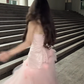 Light Pink Strapless Waist-Cinched Bodycon Mermaid Long Evening Dress, Fairy Gown, Romantic Gown gh7477