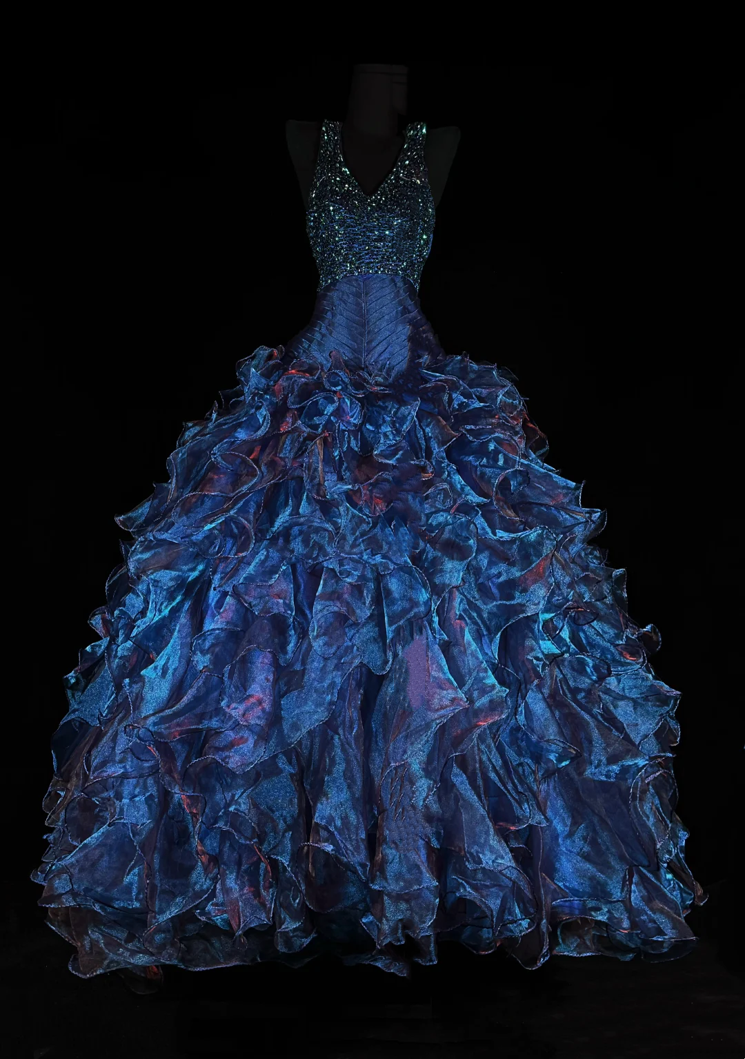 Dark Blue Waist-Cinching Flared Skirt Dreamy Party & Evening Gown gh7146