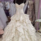 Ivory fashion unique elegant bow A-line long satin tulle princess ball gown evening dress wedding dress adult ceremony dress gh3555