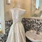 Ivory Strapless Waist-Cinched Full Flared Skirt Elegant Romantic Dress, Wedding Gown gh7632