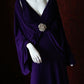 Deep Purple Satin Convertible V-Neck Maxi Evening Gown with Crystal Flower Detail gh6743