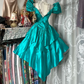 Teal Fitted Waist Slim Retro Elegant Prom Dress, Evening Gown gh7207