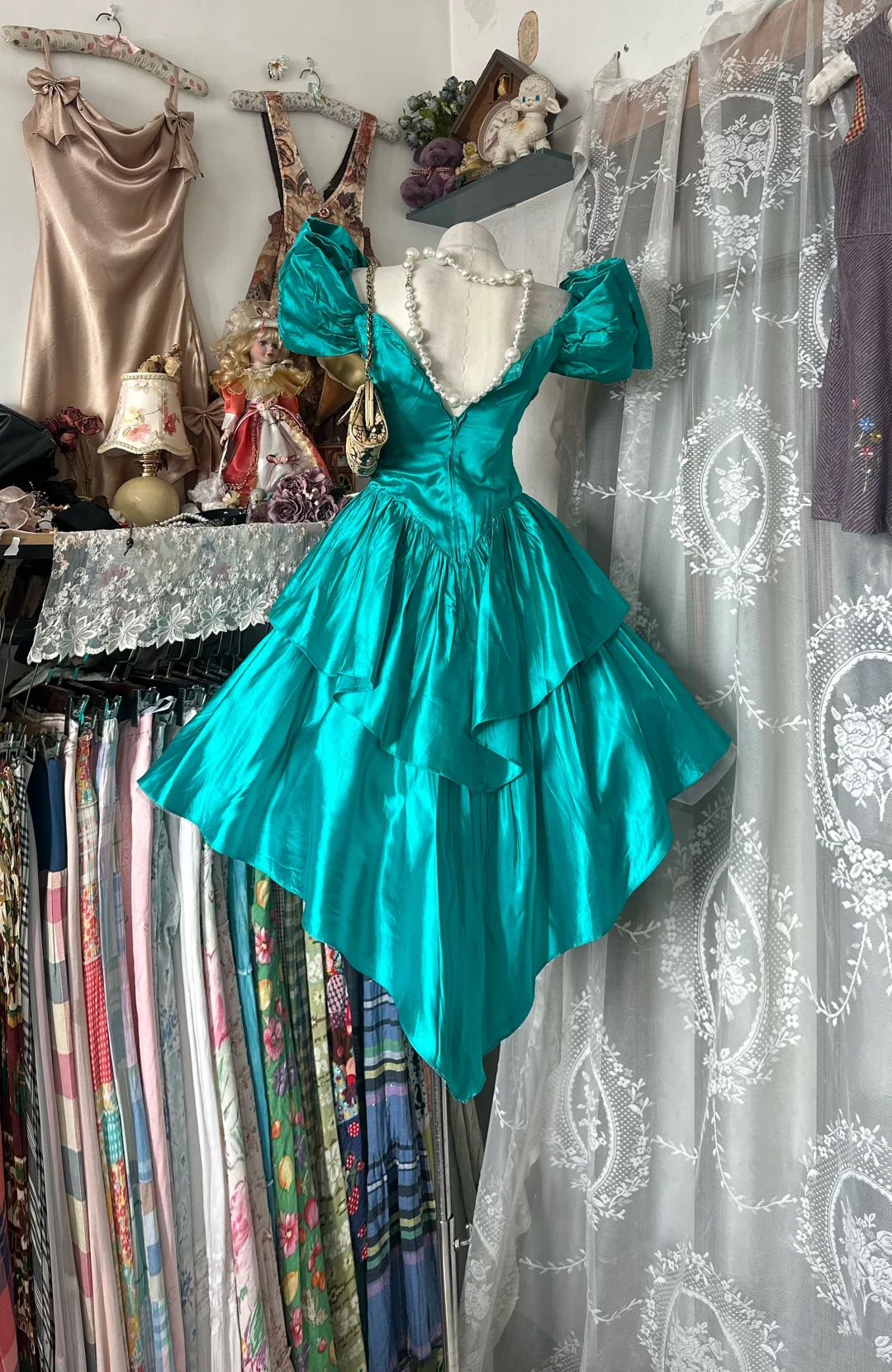 Teal Fitted Waist Slim Retro Elegant Prom Dress, Evening Gown gh7207