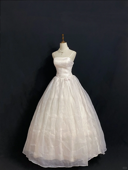 Blush Pink Spaghetti Strap Romantic Gown, Cinched Waist, Voluminous Princess Skirt, Wedding Dress & Bridal Gown gh8281