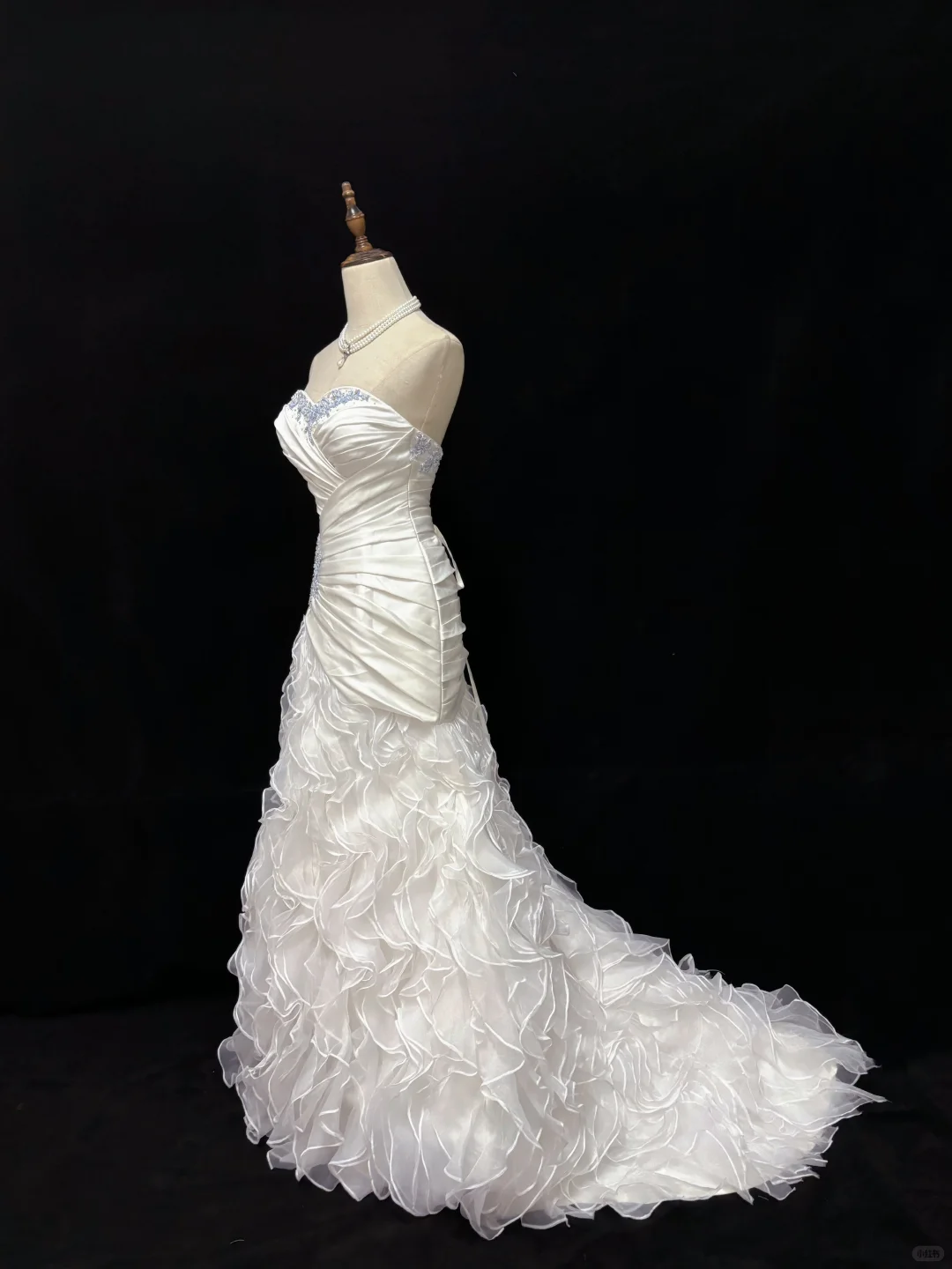 White Satin Strapless Romantic Long Gown, Cinched Waist & Slim Bodycon Fit, Wedding Dress & Bridal Gown gh8190