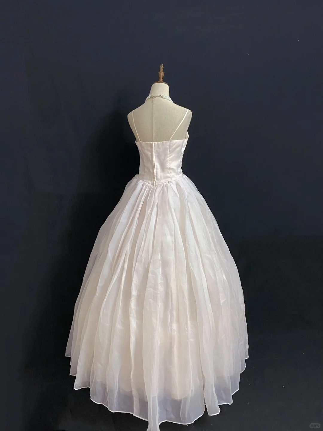 Blush Pink Spaghetti Strap Romantic Gown, Cinched Waist, Voluminous Princess Skirt, Wedding Dress & Bridal Gown gh8281